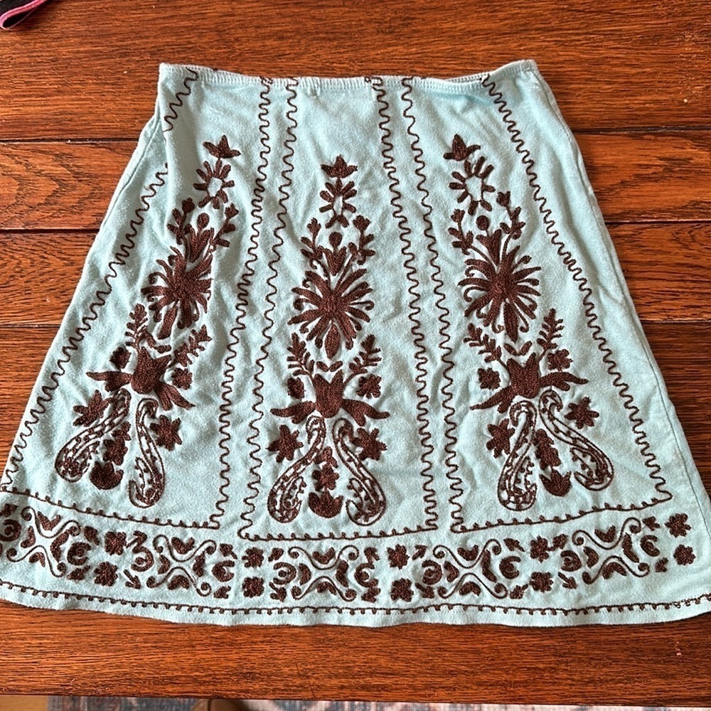Girls Flowers by Zoe light blue and brown skirt size S - Picture 3 of 7